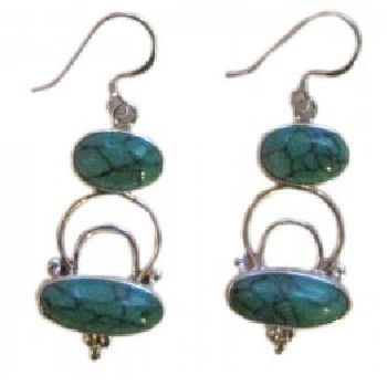 Double Turquoise Stone Earring - Click Image to Close